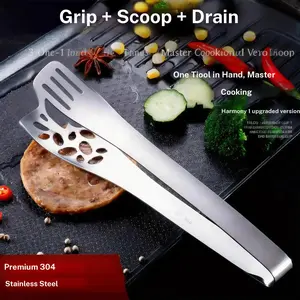 Stainless Steel Food Clip, Hollow Design Kitchen Utensil, BBQ Grill Tool, Steak Bread Bun Holder, Home Use Food Clamp