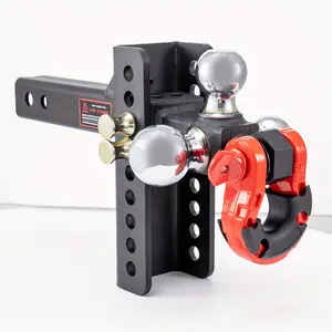 Heavy-Duty Adjustable Trailer Hitch with Tri-Ball Mount, Rotatable Tow Shackle & -Theft Locking Pin/Hook - 1-7/8"/2"/2-5/16" Ball, Fits 2-Inch Receiver (Trucks, SUVs, RVs) - Compatible with Trailers, Boats, Caravans