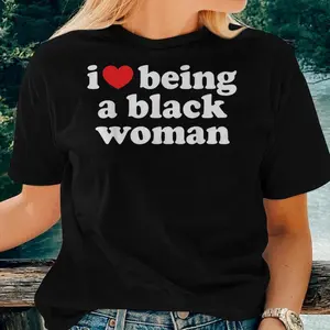 I Love Being Black Woman Shirt - I Heart Being Black Woman Womenswear Casual Vintage Shortsleeve Tshirt Summer Crewneck Women's Graphic Tees Oversized Everyday Fit