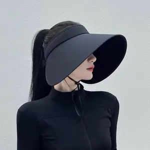 Wide Brim Open Top Sun Hat for Women, Wrap-Around UV Protection Sunscreen Hat, Ice Silk Sunshade Hat