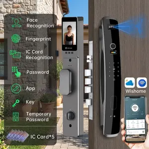 Smart Face Recognition Front Door Keypad Lock with Video Intercom, Biometric Fingerprint and Keypad, Works with Wishome App, 6068 Mortise