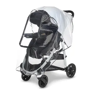 Univeral Deluxe Weather Shield with Zippered Window, Baby Rain Cover, Universal Size to fit Most Stollers, Waterproof, Windproof, Ventilation, Protection, Shade, Umbrella, Pram, Vinyl, Clear