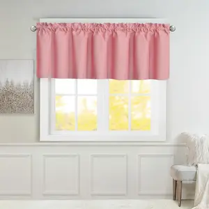 Complete 2-Piece Blackout Valance Set 39x20 Inch Rod Pocket Window Treatment Insulated Short Curtain for Kitchen Minimalist Style Drape langsir bidai blackout sheer Ring brocade blind langsir hook rod gradient cabinet