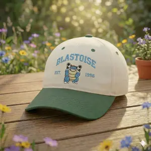 BLASTOISE Custom Poke Anime Embroidered Vintage Hat Personalized Character Baseball Cap 100% Cotton Adjustable Strap Durable Embroidery Unisex Gift for Her & Him