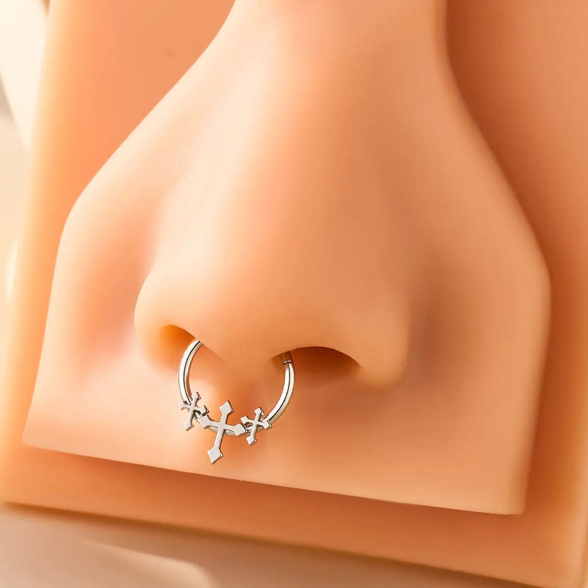 Oufer 16G 10MM Three Cross Hinged Segment Stainless Steel Septum Jewelry