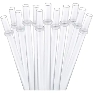 15 inch Long  Clear Plastic Replacement Drinking Straws for 128 oz & 100 oz & 64 oz water bottles,Tumblers, Set of 12 with Cleaning Brush (15inch, Clear)