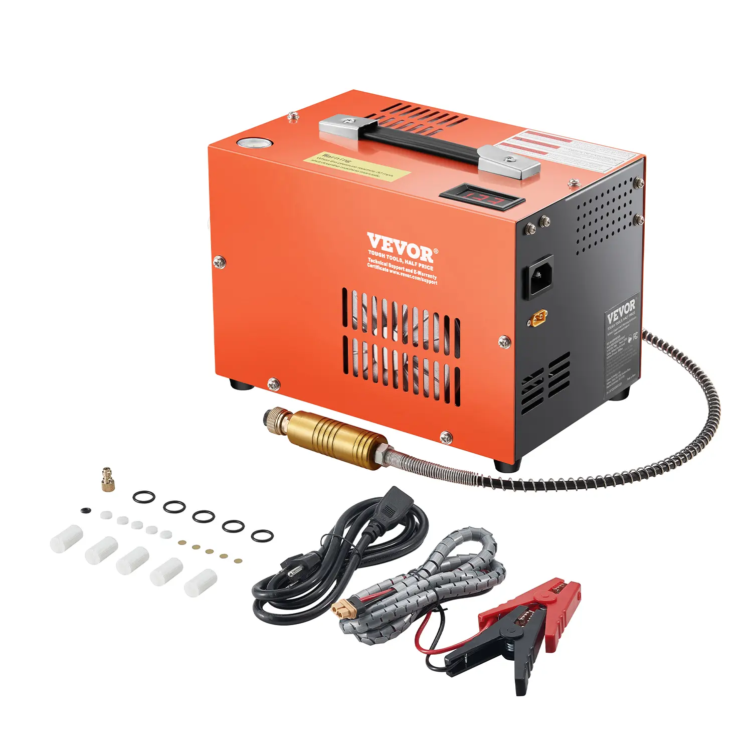 【summerfinds】VEVOR PCP Air Compressor, 4500PSI/30Mpa Portable PCP Airgun Compressor with Built-in Converter & Fan Cooling System, DC12V/AC120V Manual-Stop Air Rifle, Paintball and Scuba Tank Compressor Pump