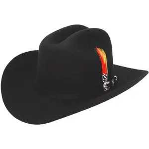 Men's Cuernos Chuecos 6X Texan Style Sinaloa Panter Belico Western Cowboy Felt Hat - Black