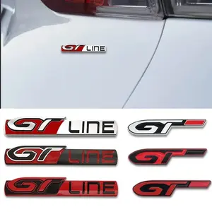 3D Metal Car GTLINE Badge Rear Trunk Fender Emblem Sticker For Peugeot GT 206 208 308 307 207 208 3008 407 508 2008 RCZ GT LINE