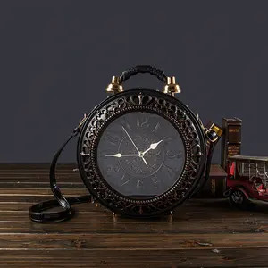 Vintage Crossbody Shoulder Bag with Battery Powered Clock Functionality Water Resistant PU Leather Secure Com partments Ideal Gift