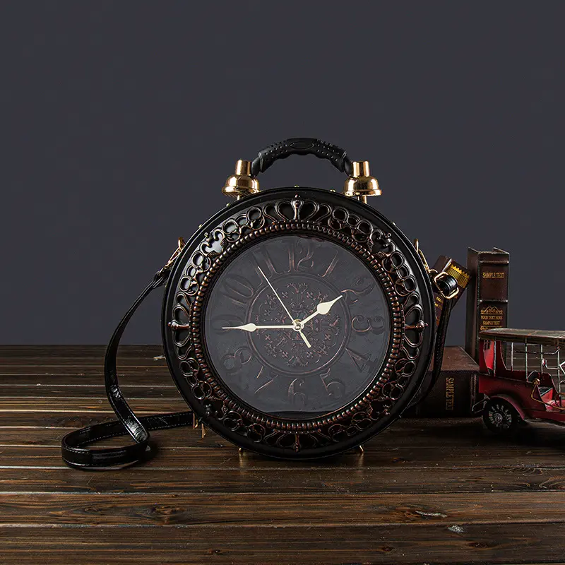 Vintage Crossbody Shoulder Bag with Battery Powered Clock Functionality Water Resistant PU Leather Secure Com partments Ideal Gift
