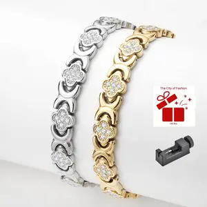 City Fashion  Copper Bracelets for Women, Ultra Strength Magnetic Bracelet with 3800 Gauss Magnets & Sparkling Cubic Zirconia, Adjustable,charm bracelet Rhinestone Decorated Bangle