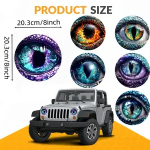 3D Stereo Beast Eyes Headlight Decals - Round Eye Decals For Jeep Headlights, Funny Car And Truck Body Window Bumper Decoration Stickers (a Pair)
