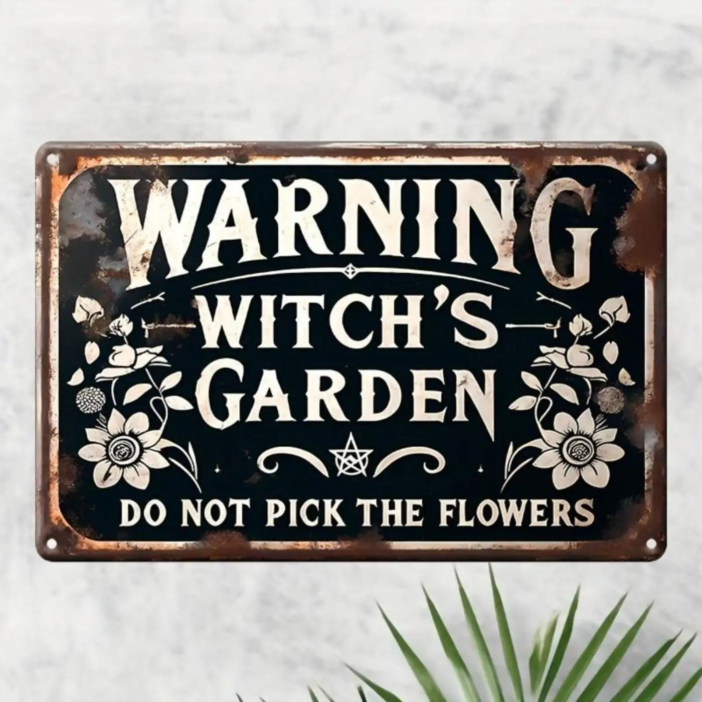 Witch Garden Aluminum Sign (7.9×11.9in) Rustic Design, aluminum for courtyard and Spooky Halloween decor, Home Decor Products