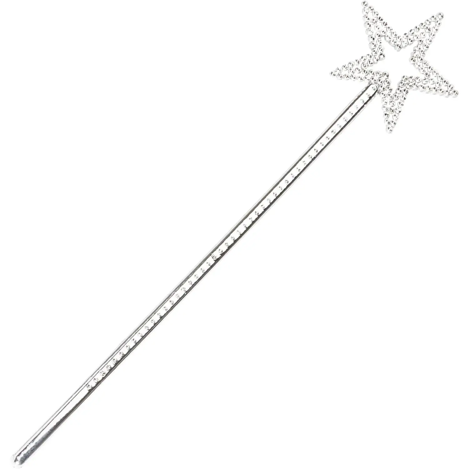 13-Inch Shiny Light Silver Star Shape Wand - Plated Silver Stick, Halloween Party Decoration, Fairy Princess Accessory, Christmas Gift for Birthday Pictures, 13 Inches, Pp Plastic