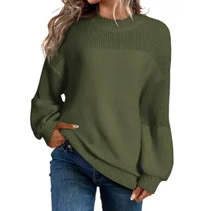 Dokotoo Women's Casual Long Sleeve Sweaters Loose Crewneck Knit Solid Pullover Sweater Jumper Tops