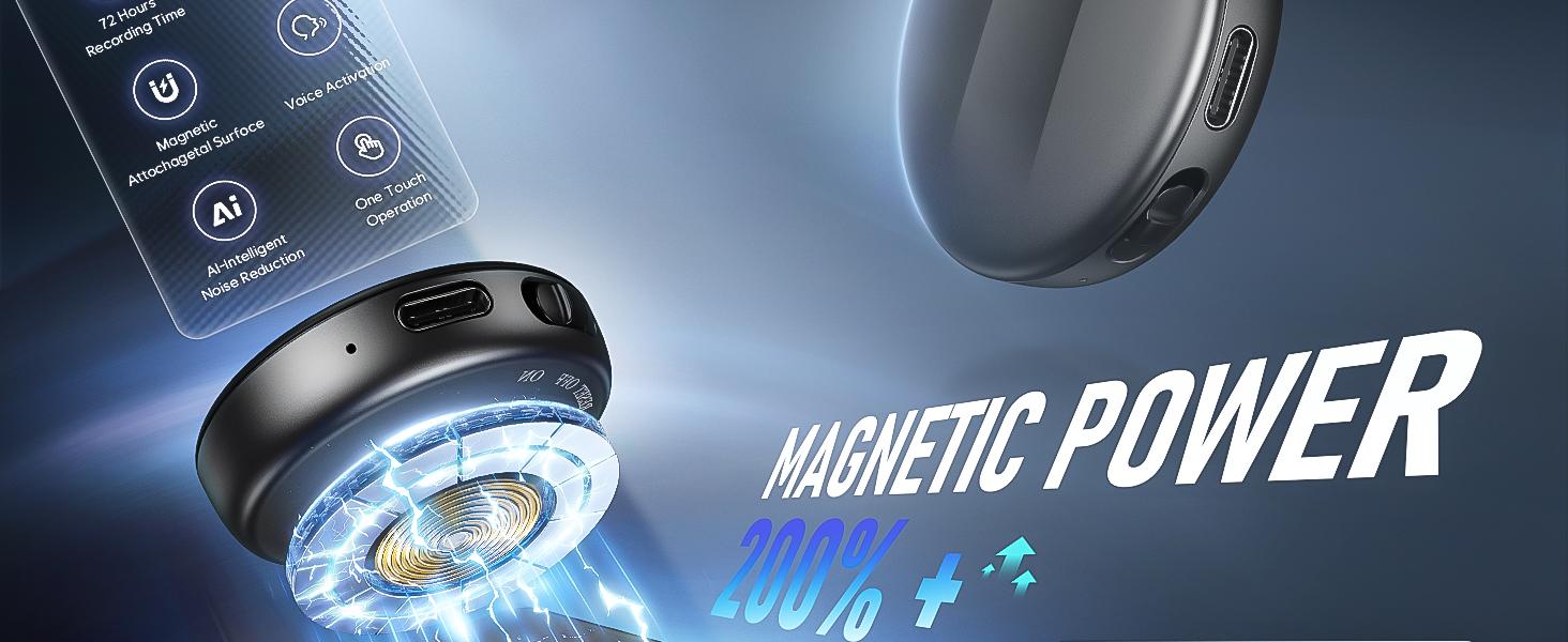 HD Smart Voice Recorder with One-Touch Recording & Playback, Long Battery Life, Outstanding Audio Quality, and Powerful Intelligent Recording Features.