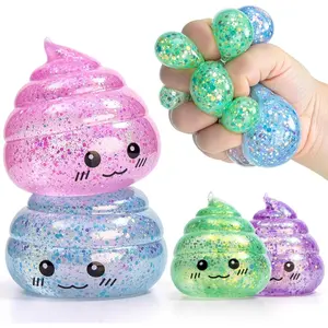 4PCS Fidget Toys for Kids & Adults, Poop Prank Gross Sensory Decompression Squeeze Ball, Stress Anxiety Relief Squishy Toy, Gag Gift for Girls Boys Teens, Party Favor