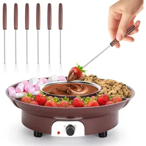 10oz MINI Electric Chocolate Melting Pot, Melting Fondue Set with 6PCS Forks, Cute Chocolate Fondue Fountain, Warmer Machine for Milk Chocolate, Cheese, Butter, Candy (Coffee)