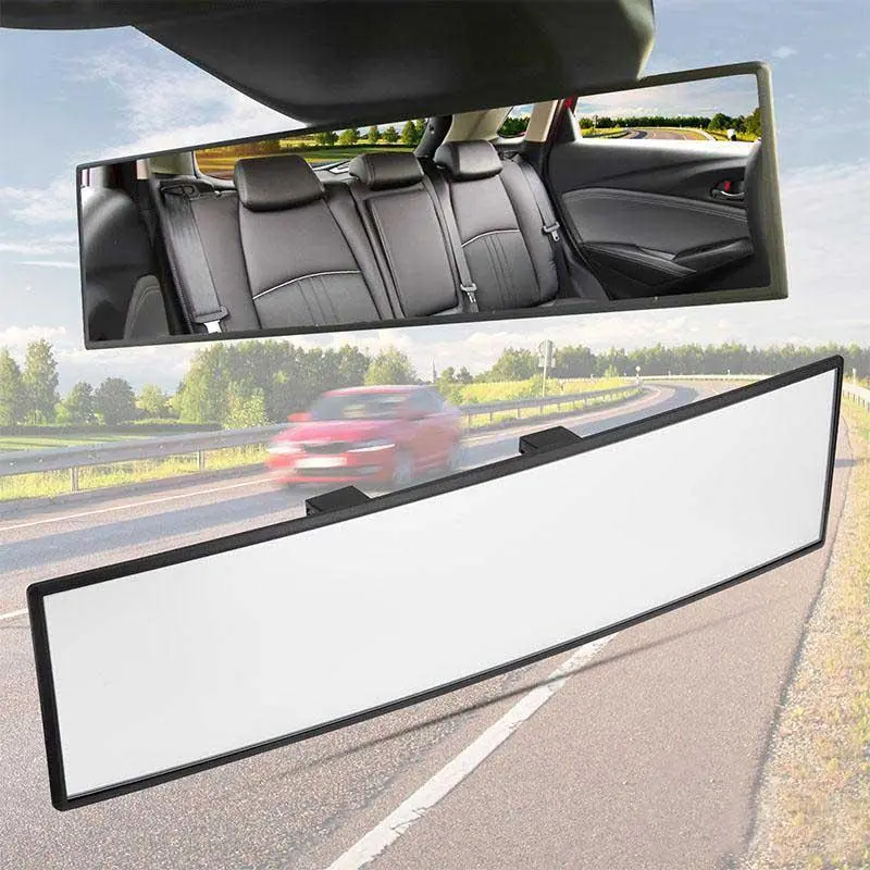 Universal 11.81 Inch Panoramic Convex Rearview Mirror - High-Quality Glass, Anti-Fall Design for Car SUV Trucks, Easy Install