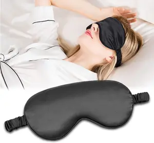 Black Satin Sleep Eye Mask – Soft Light Blocking Eye Cover for Travel, Night Routine, Meditation & Relaxing Sleep Time