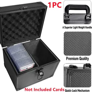 Graded Card Storage Box For PSA BGS CGC SGC Cards Slabs, 1 Count 2-Row Dustproof Trading Card Storage Case Organizer with Lid and Handle, For One Click Card Brick Holder, Cards Collector Box for PTCG TCG MTG PKM Sport Cards, Card Hobby Box