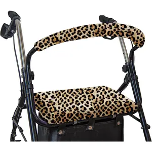 Rollator Walker Seat & Backrest Rollbar Covers Set - Adjustable Patterns Walker Cover Accessories for Leopard Rollator