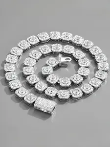 11mm Square Zircon Rock Sugar Chain Full Diamond Cuban Chain Jewelry, Perfect Gift Idea, Jewel Necklace