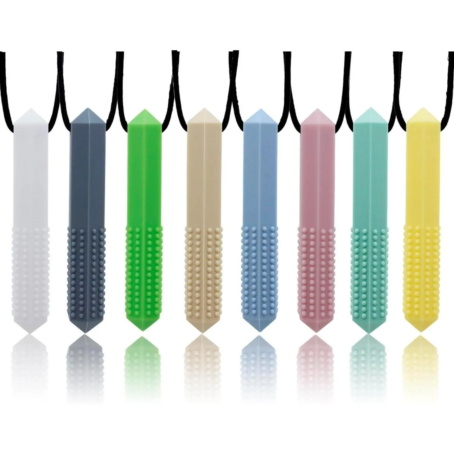 BY-A15 Chew Necklaces for Sensory Kids and Adults 8 Pcs Diamond Shape Sensory Chewy Necklace for Autism Girls and Boys, ADHD Toddler, Adult
