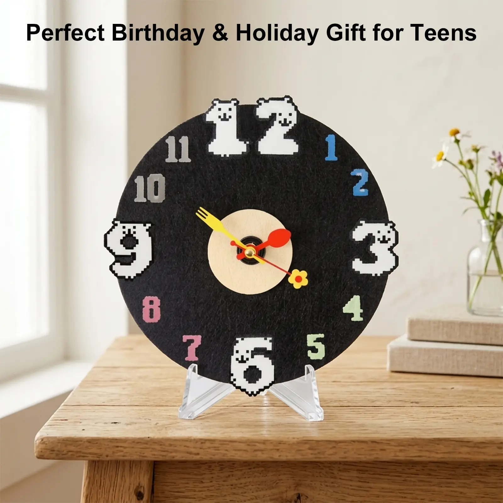 DIY Fuse Beads Clock Making Kit - 40 Colors Perler Bead Set with Mini Iron, Tweezers, Pegboard, Parent-Child Educational Toy, Time Learning Tabletop Clock, Handmade Craft, Customized Craft Gift for Kids Teens Birthday Supplies