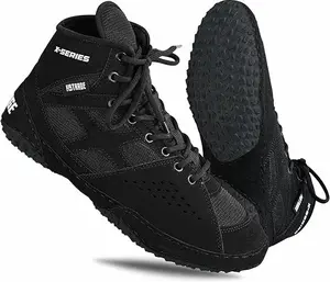 FISTRAGE X-Series Wrestling Shoes for Men & Women High-Performance Black Boots with Durable Laces & Textured Sole Unisex Design