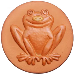 400 Friendly Frog Rycraft 2" round Cookie Stamp with handle and glaze, for decorating cookies, chocolate, fondant as well as paper and clay crafts. Handmade in the USA since 1968.