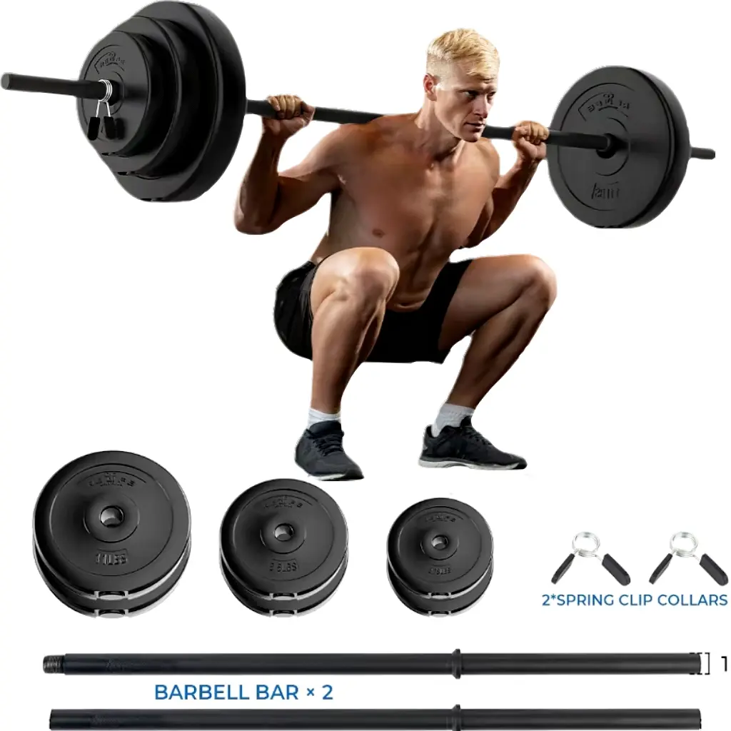 Adjustable Barbell Weight Set | Home Gym Lifting & Bodybuilding Equipment | Black Heavy-Duty Design | Lifting & Bodybuilding for Men & Women | Black Space-Saving Design summerwins
