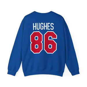 Youth & Adult USA Hockey Jack Hughes #86 Heavy Blend Crewneck Sweatshirt 2SIDE, Team USA Ice Hockey Fan Graphic Pullover, Patriotic Unisex Game Day Sports Gift