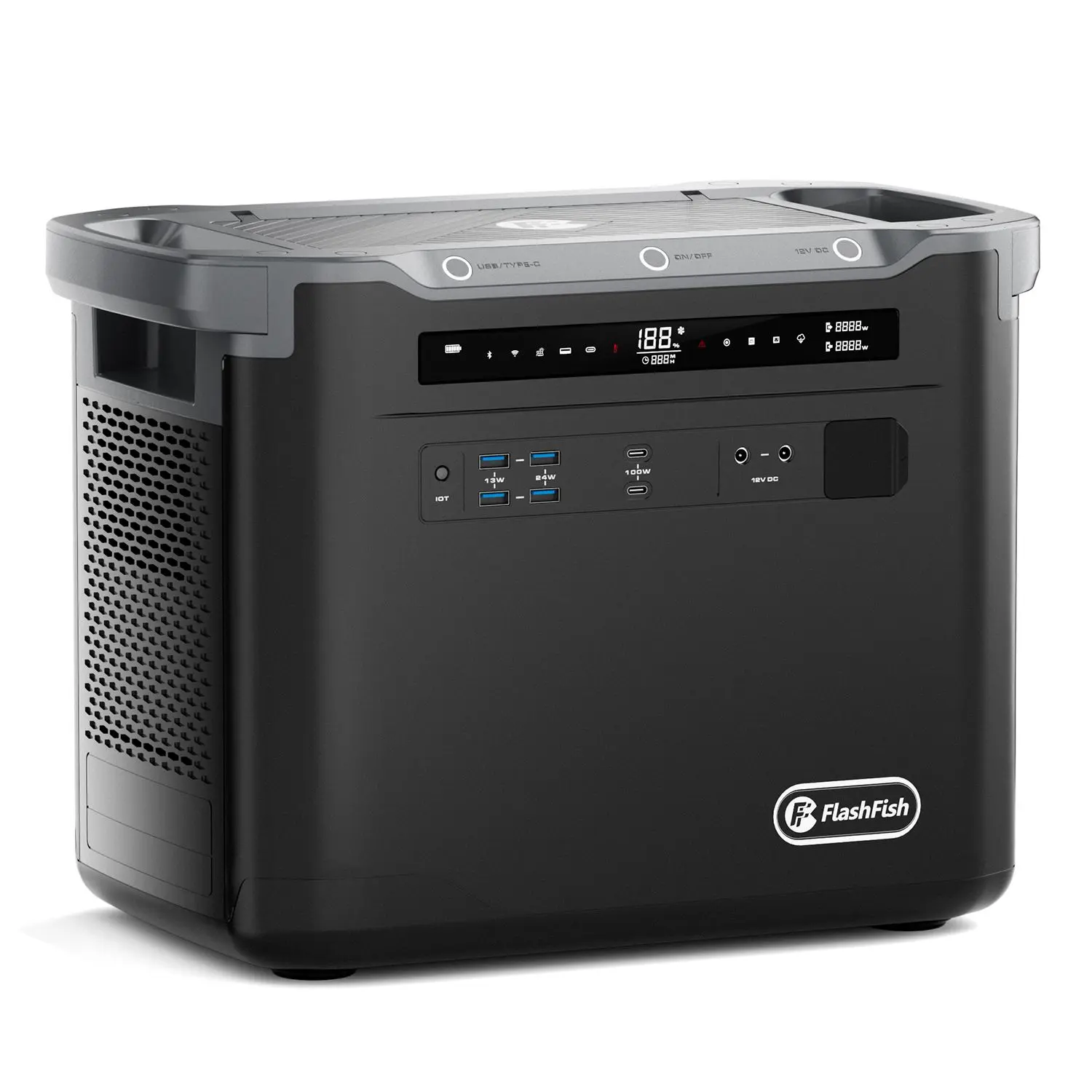 FF Flashfish 1997Wh Portable Power Station , 2000W LFP Solar Generator, Full Charge in 1.5 H, Solar Powered Generator for Home Backup Travel Hunting (Peak 4000W)(Solar Panel Optional)
