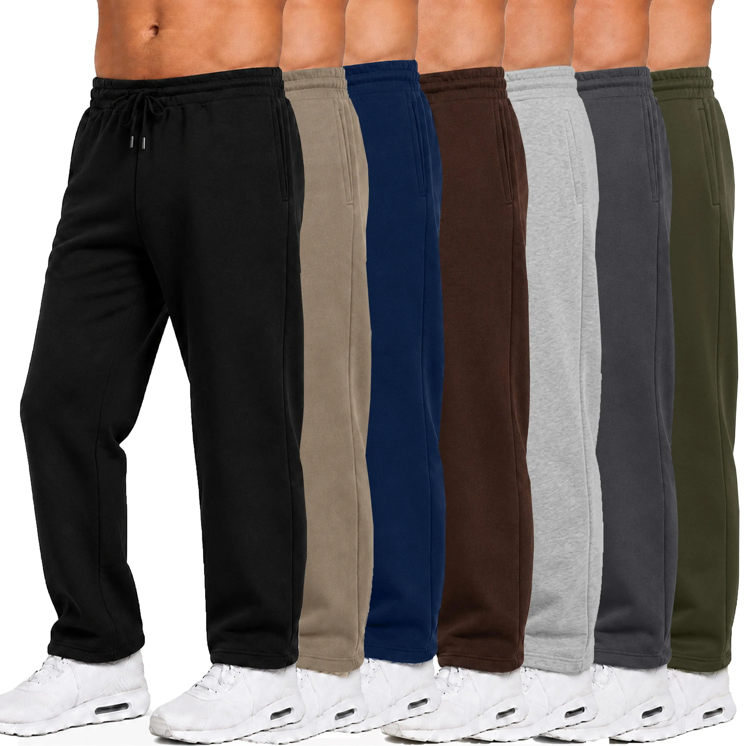 3-Pack Men's Classic Heavyweight Fleece Sweatpants with Open Bottom (S-3XL)