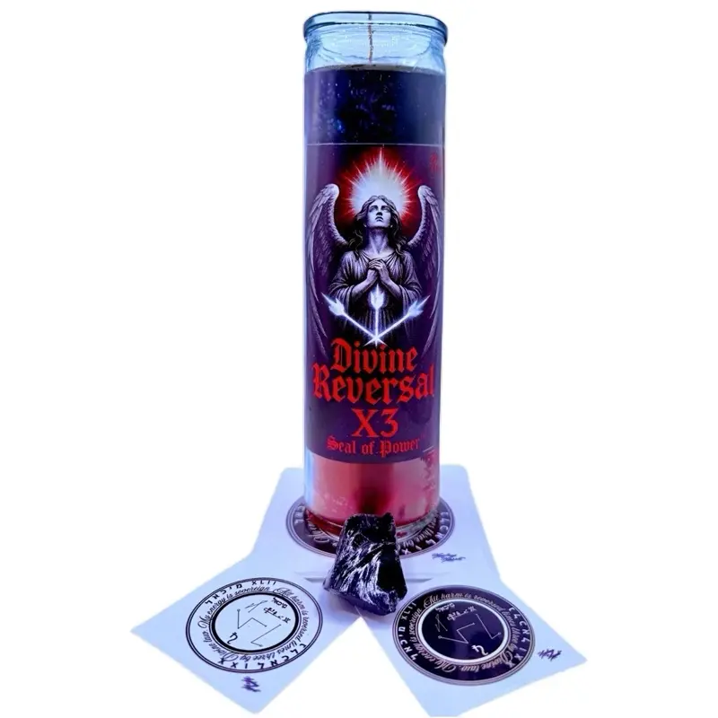 Divine Reversal X3 Seal of Power Candle Kit | Black & Red Return-to-Sender Candle | Reversible | Archangel Michael Protection | Healing Hussle