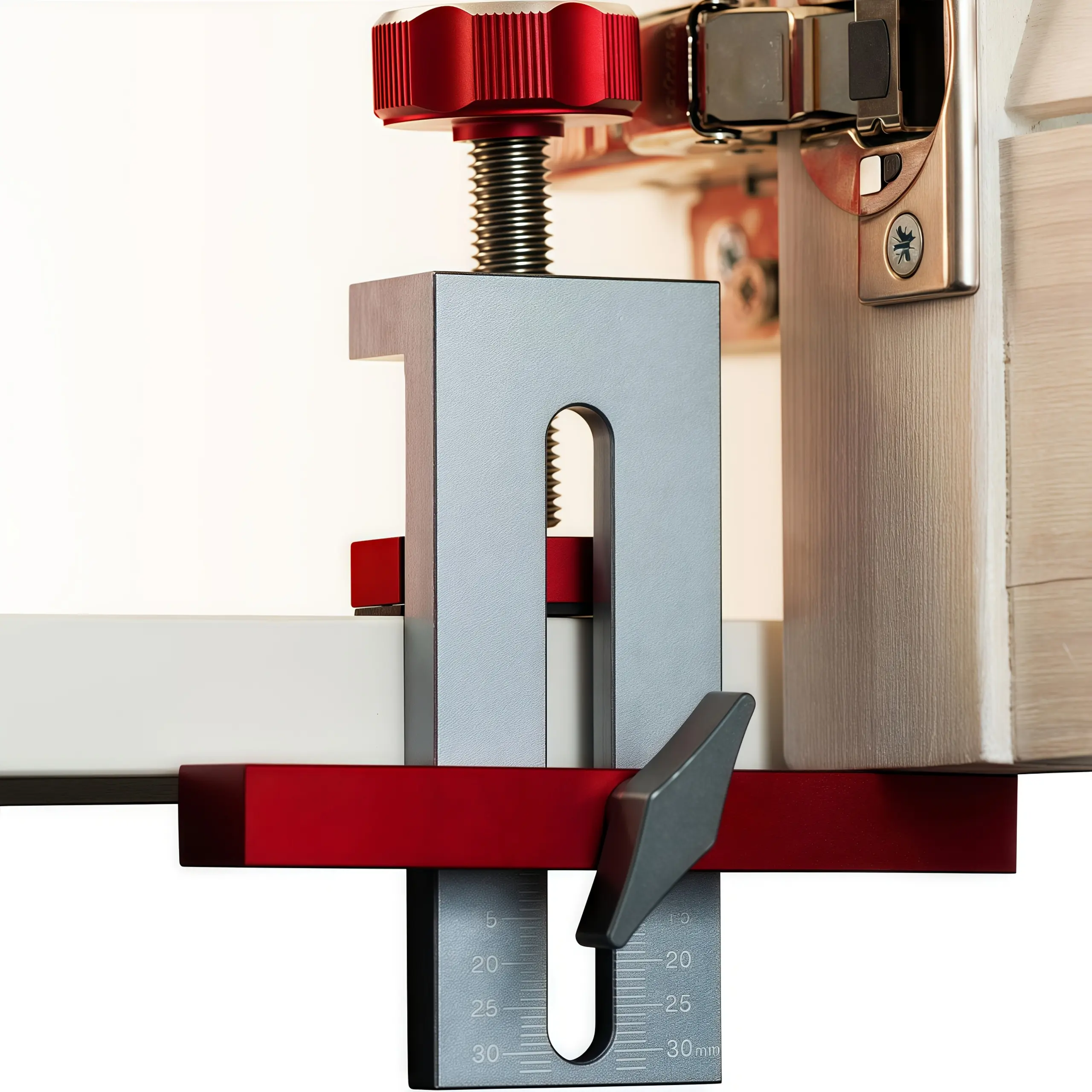 Adjustable Aluminum Alloy Multi-Functional Clamp with Adjustable Design - 0-64mm Vertical Adjustment Auxiliary Device for Frameless Cabinet Door Installation