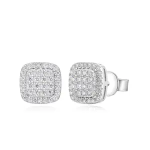 【#E642】Rounded Square Earrings UCCIYO 18k Gold-Plated Lab-Created Moissanite Earrings For Women S925 Sterling Silver Moissanite Earring Men Hip Hop Jewelry Couple Gift summerwins