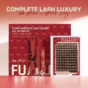 ECHO & Brown ECHO  | Fulluxy Russian Cluster Lashes, | Premium Volume Cluster Lashes, Comfortable False Eyelashes. Reusable, Easy to Install, Natural Fluffy Style for All Eye Shapes, Your Go-to Choice for Trendy Eye Makeup