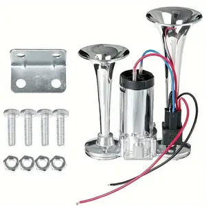 Heavy Duty 12V Dual Trumpet Air Horn Kit130DB Loud Sound with Compressor for TruckCar SUV Pickup Motorcycle Lorry