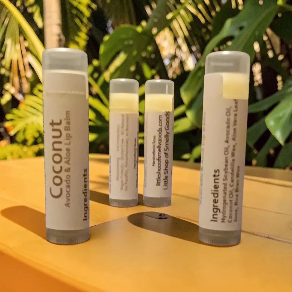 Vegan Coconut Lip Balm - Smooth, Wax-Infused, Moisturizing with Avocado Oil and Aloe Vera
