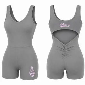 diAmore SculptFlex Romper Gris – Enterizo Deportivo Moldeador para Mujer
