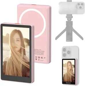 Newmowa Pink Magnetic Phone Vlog Selfie Monitor Screen 1080P Wireless Recording Compatible with iPhone 4K 30fps Wired Recording Support for iPhone 11-16 Series