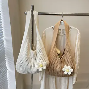 Women's Crossbody Knitted Bag, Casual Beach & Travel Tote, Crochet Design, Ideal for Daily Use & School Projects, Stylish & Functional