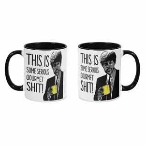 Funny Serious Gourmet Coffee Mug (11oz) This Is Some Serious Gourmet Quote Print Reusable Washable Ceramic Tumbler Drinkware Cult Movie Meme Gift For Dad Boyfriend Cinema Lover Office Humor Retro Art