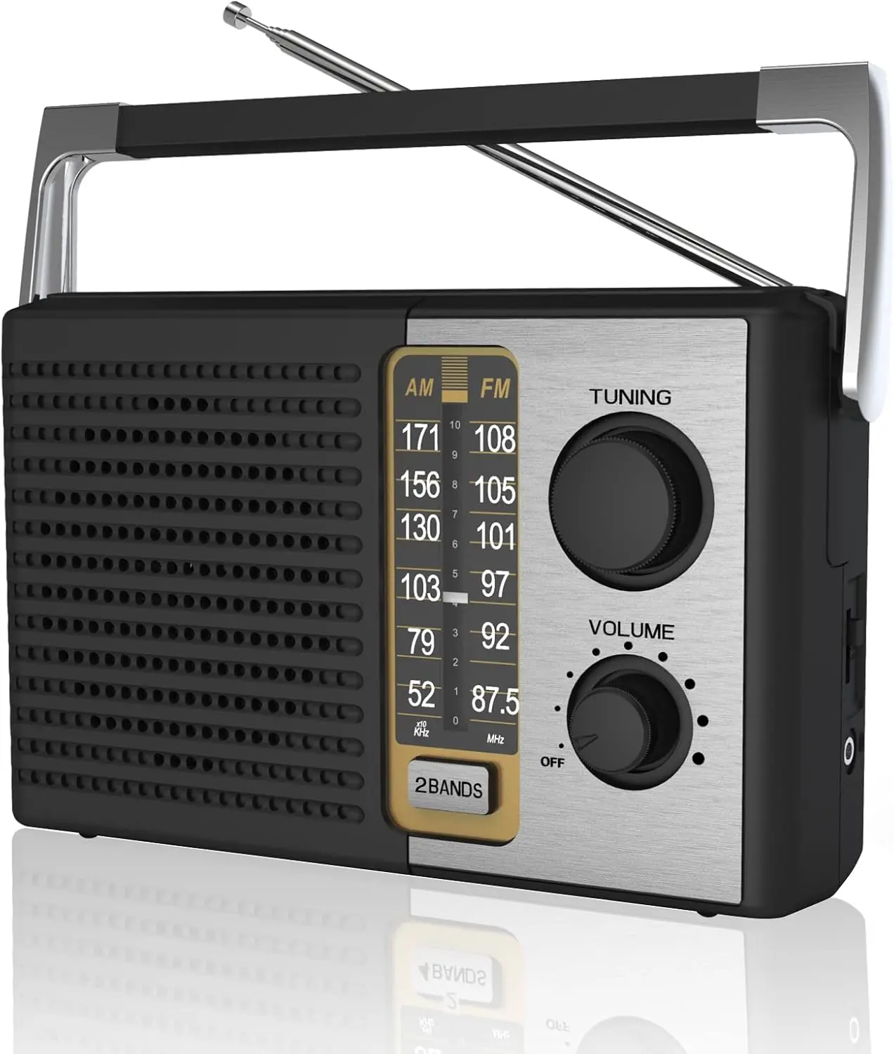 AM FM Radio with  Reception, Portable  Operated Transistor Radios, Headphone Jack, AC , Suit for Senior and , Black