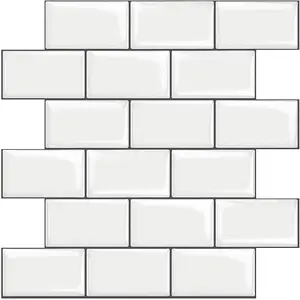 10-Sheet White Subway Tiles Peel and Stick Backsplash, Thicker Design Stick on Tiles for Kitchen Backsplash