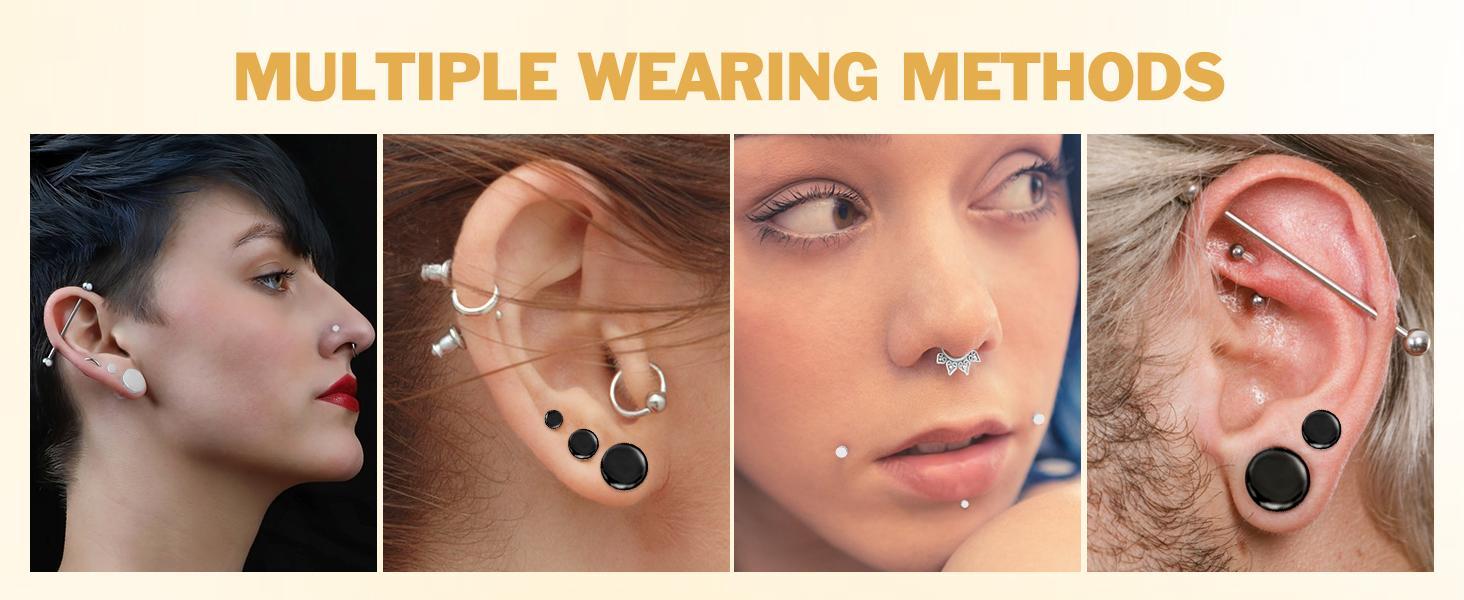 12-26Pcs Ear Stretching Kit 1-7mm/7.5-12mm Plugs for Ears Gauges with O-Rings Stainless Steel Gauge Stretching Kit with Aftercare Jojoba Oil Ear Expander Body Piercing Jewelry for Women Men