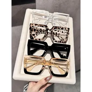2026 New 4-Pack Unisex Trendy Leopard Ombre Decorative Eyeglasses Fashion Casual Accessory for Daily Outdoor TikTokShop